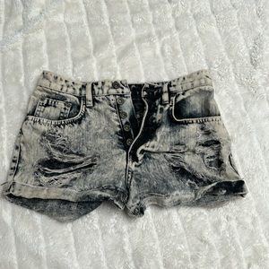 Acid Wash Denim Shorts